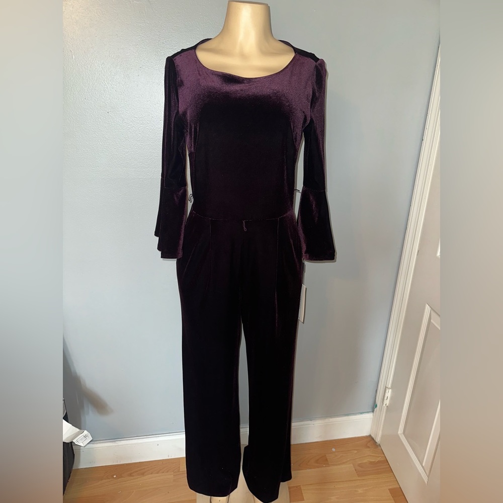 Calvin Klein purple velvet jumpsuit